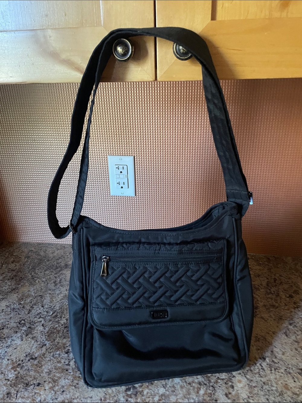 lug Black Quilted Front Crossbody Bag